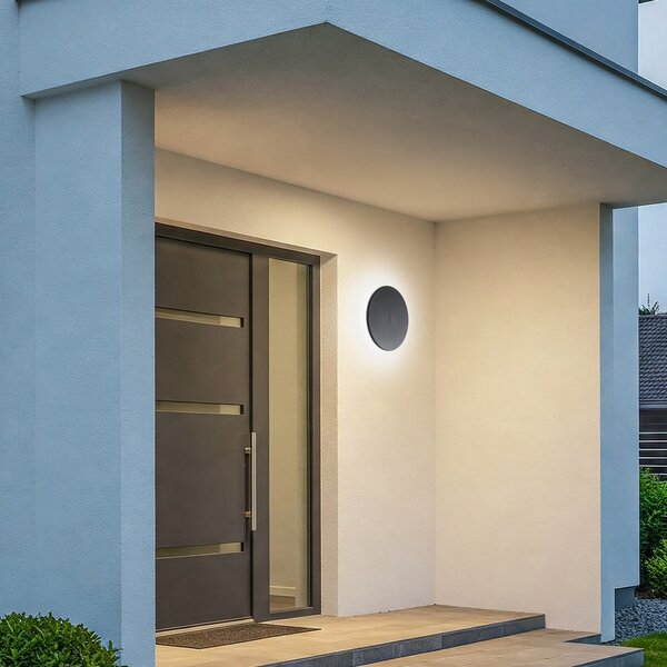 Milagro Lighting LED zidna svjetiljka Disk, Ø 25 cm, crna, plastika, IP65, CCT, Crno, Plastika
