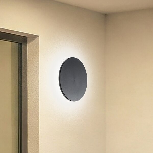 Milagro Lighting LED zidna svjetiljka Disk, Ø 25 cm, crna, plastika, IP65, CCT, Crno, Plastika