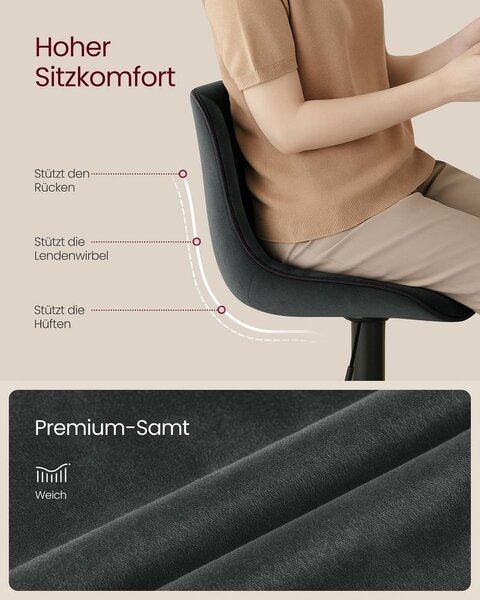 Set barskih stolica s podesivom visinom - antracit