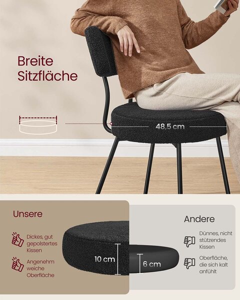 Set od 2 blagovaonske stolice s flis površinom - Crna