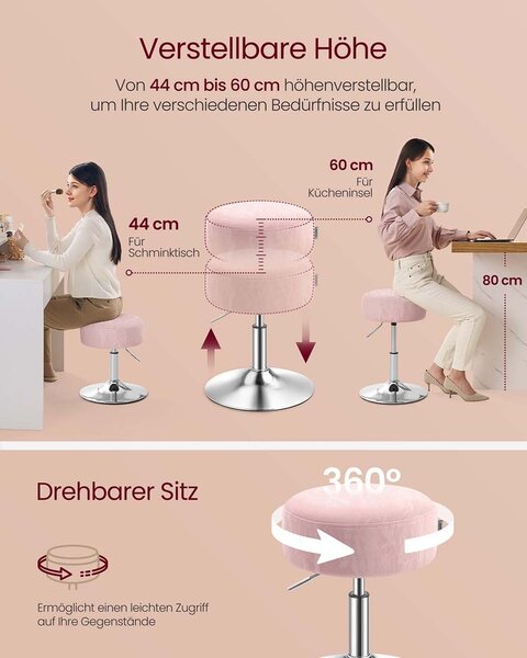 Stolica za šminkanje s podesivom visinom i rotacijom od 360° - Crna