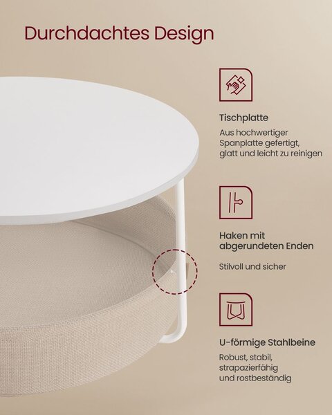 Stolić za kavu s košarom od tkanine - Bež