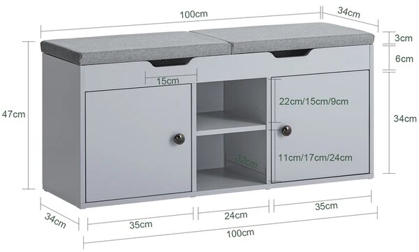 Klupa za cipele 100x34x47cm