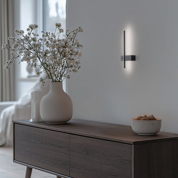 Milagro Lighting LED zidna lampa Vision, visina 30 cm, metalna, crna, 3000 K, Crno, Dnevni boravak/blagovaonica, Metal, Zidni kvadrat