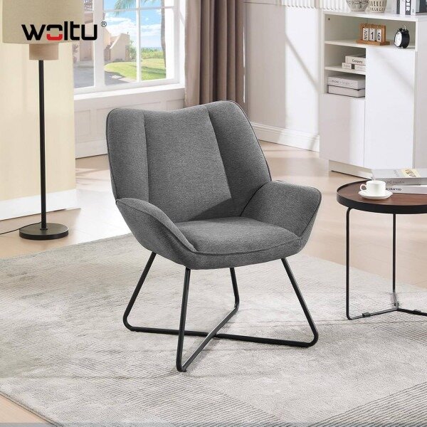 Wingback Chair stolica za opuštanje s metalnim okvirom - Siva