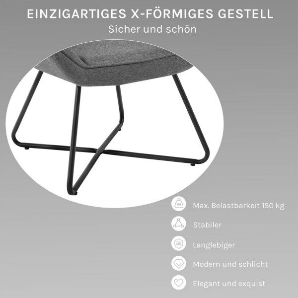 Wingback Chair stolica za opuštanje s metalnim okvirom - Siva