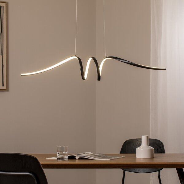 Milagro Lighting LED viseća svjetiljka Loop, metalna, crno-kromirana, 4000 K, Crno, Dnevni boravak/blagovaonica, Metal