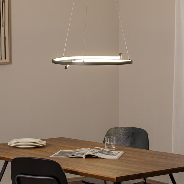 Milagro Lighting LED viseća svjetiljka Lorenzo, metalna, crna, 4000 K, Crno, Dnevni boravak/blagovaonica, Metal