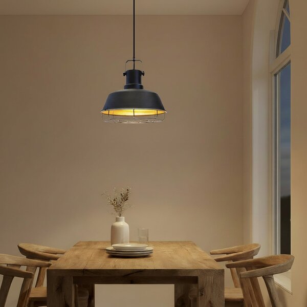 ROYALTECH Viseća lampa Mason, crna, Ø 41 cm, metal, E27, prigušiva, Crno, Dnevni boravak/blagovaonica, Metal