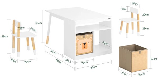 Dječji stol s 2 stolice 90x60x53cm