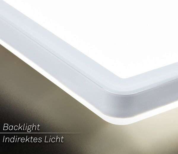 Briloner LED stropna svjetiljka Tava, bijela, plastika, 98 cm, pozadinsko osvjetljenje, Bijela, Dnevni boravak/blagovaonica, Plastika