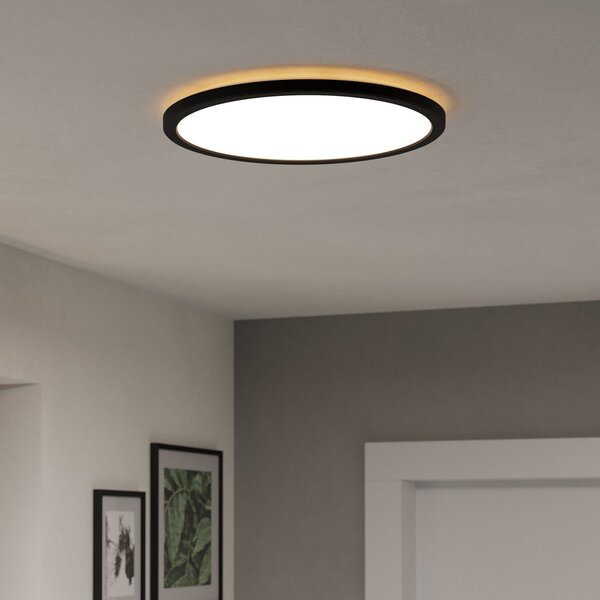 EGLO connect LED stropna svjetiljka Rovito-Z, crna, Ø 39 cm, prigušiva, Crno, Dnevni boravak/blagovaonica, Plastika, Zid okrugli