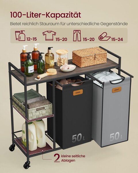 Košara za rublje 2 odjeljka - kremasto bijela
