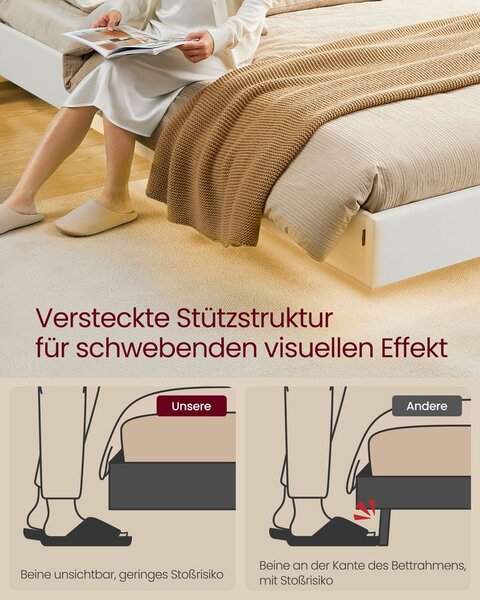 Okvir kreveta s LED rasvjetom i stanicom za punjenje - 140x200 cm