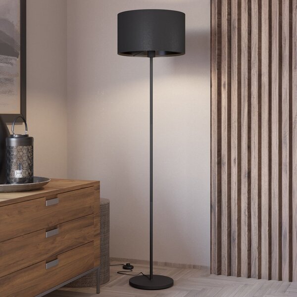 EGLO Maserlo podna lampa, crna, visina 151 cm, tkanina/čelik, Crno, Dnevni boravak/blagovaonica, Metal