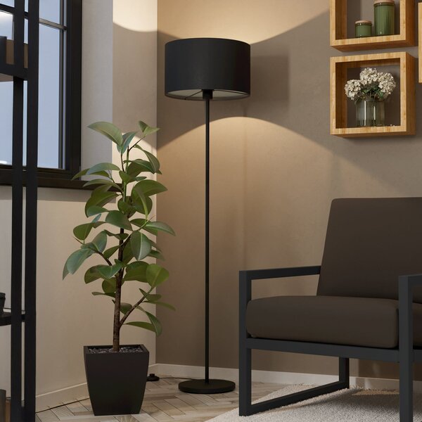 EGLO Maserlo podna lampa, crna, visina 151 cm, tkanina/čelik, Crno, Dnevni boravak/blagovaonica, Metal