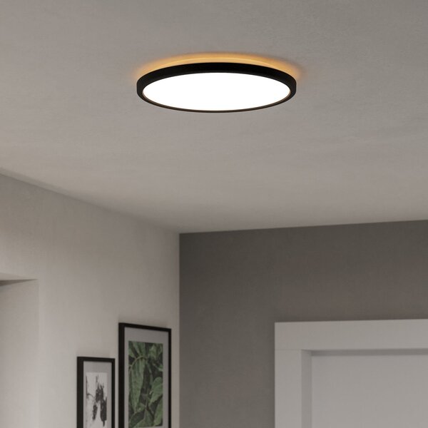 EGLO connect LED stropna svjetiljka Rovito-Z, crna, Ø 30 cm, prigušiva, Crno, Dnevni boravak/blagovaonica, Plastika, Zid okrugli
