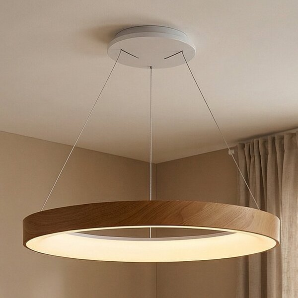 Mantra Iluminación Niseko II Smart LED viseća svjetiljka, Ø 50 cm, efekt drva, CCT, prigušiva, Drvo, Dnevni boravak/blagovaonica, Aluminij