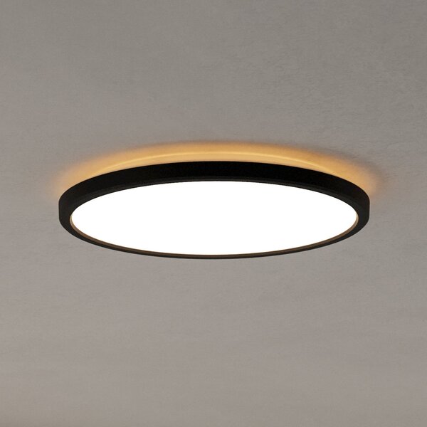 EGLO connect LED stropna svjetiljka Rovito-Z, crna, Ø 30 cm, prigušiva, Crno, Dnevni boravak/blagovaonica, Plastika, Zid okrugli