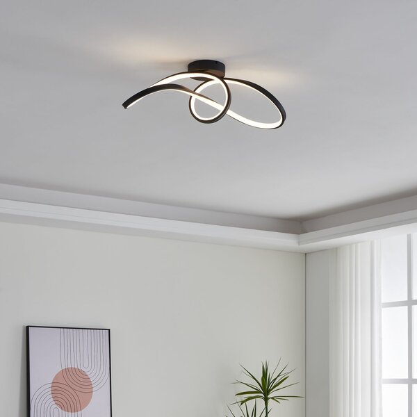 EGLO connect LED stropna svjetiljka Calarossa-Z, crna, aluminij, prigušiva, Crno, Dnevni boravak/blagovaonica, Aluminij