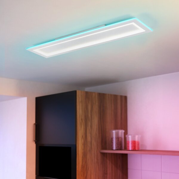 EGLO connect LED stropna svjetiljka Padrogiano-Z 1 žarulja, 120 x 30 cm, prigušiva, Bijela, Dnevni boravak/blagovaonica, Metal