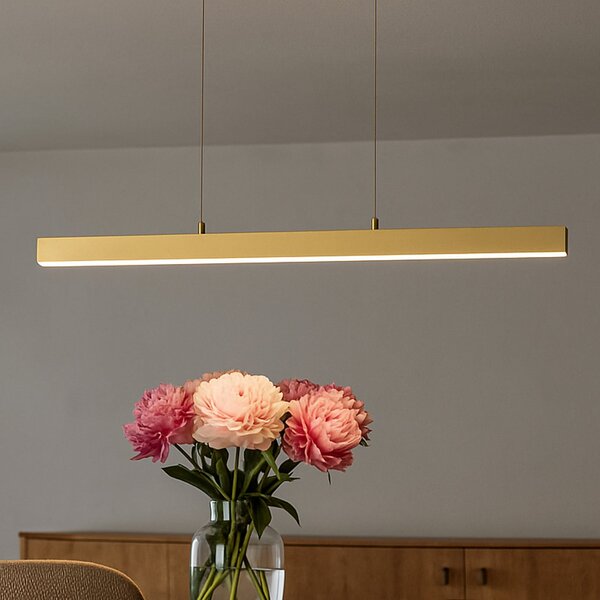 FISCHER & HONSEL Vayana LED viseća lampa, duljina 190 cm, boja pijeska, metal, CCT, prigušiva, Bež, Dnevni boravak/blagovaonica, Metal