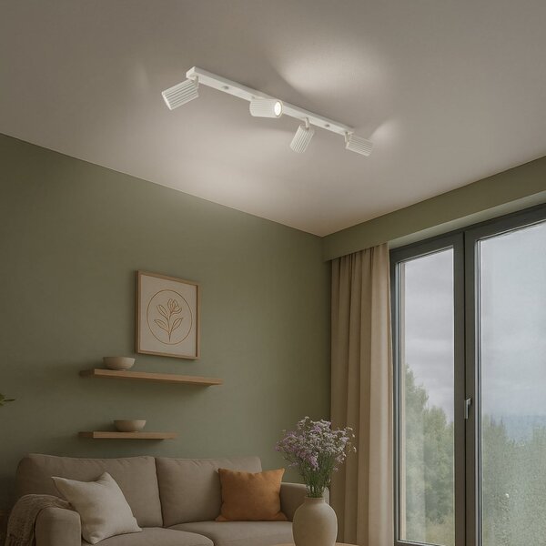 SOLLUX LIGHTING Stropni reflektor carbon, bež, dužina 81 cm, aluminij, 4 žarulje., prigušiva, Bež, Dnevni boravak/blagovaonica, Aluminij
