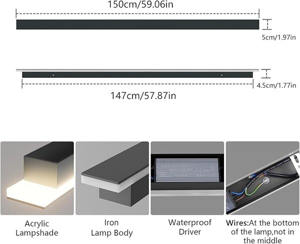 Duge zidne svjetiljke za vanjske/unutarnje prostore - 150cm