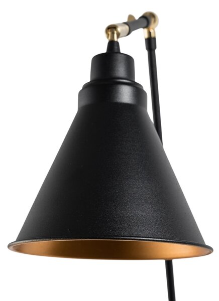 Opviq Zidna svjetiljka Berceste 7956, crna/zlatna, visina 56 cm, prigušiva, Crno, Dnevni boravak/blagovaonica, Metal