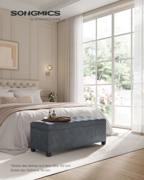 Tabure s prostorom za odlaganje 40 x 110 x 40 cm - Siva