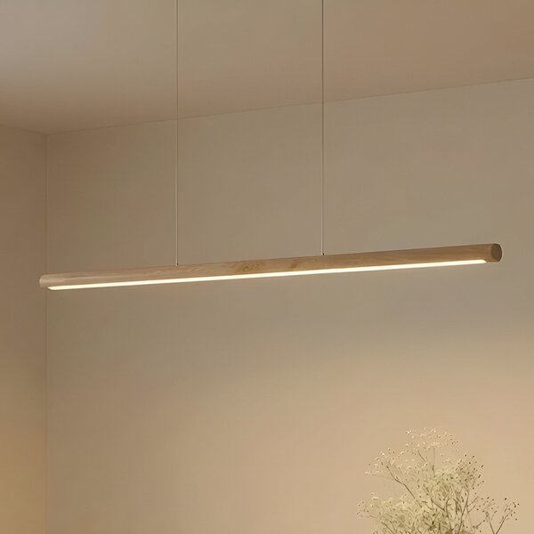 Lucande LED visilica Maruta, drvo, greda, 120 cm, 3000K, Drvo, Dnevni boravak/blagovaonica, Drvo