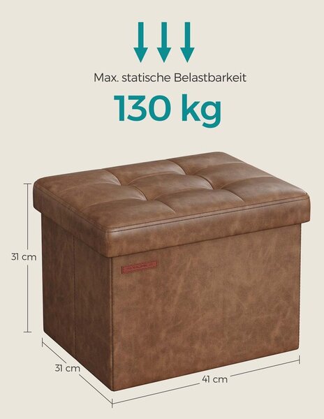 Sklopiva klupa s prostorom za odlaganje 41 cm - Smeđa