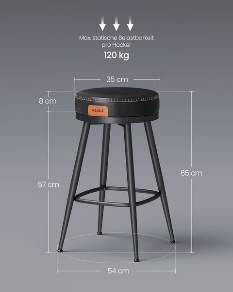 Barska stolica set od 2 65 cm visoka - Crna