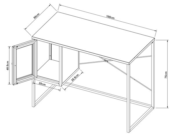 Stol Sund Steel 75x100x50 cm sivi