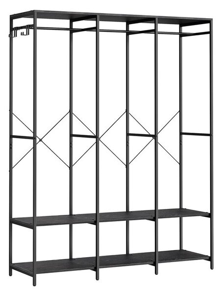 Otvoreni ormar sa šipkom za odjeću - 40x141x180 cm - Crna