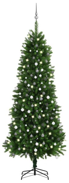 VidaXL Umjetno osvijetljeno božićno drvce s kuglicama 240 cm zeleno