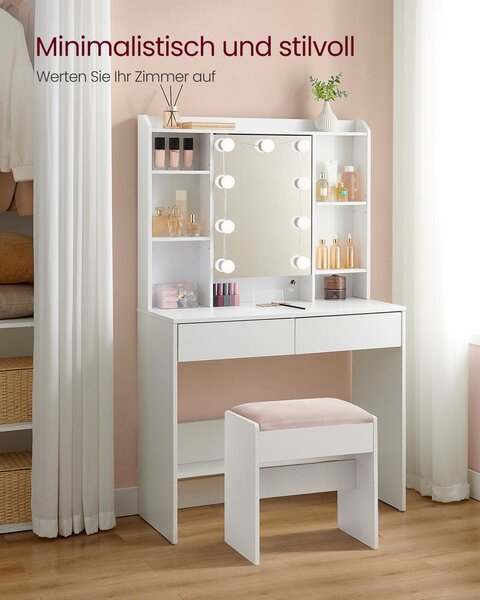 Toaletni stol s ogledalom i modernim ladicama