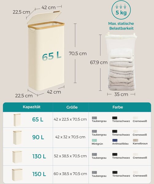 Košara za rublje 60 litara - 60L - Bež