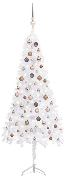 VidaXL Kutno umjetno božićno drvce LED s kuglicama bijelo 180 cm PVC