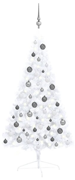 VidaXL Umjetna osvijetljena polovica božićnog drvca bijela 120 cm