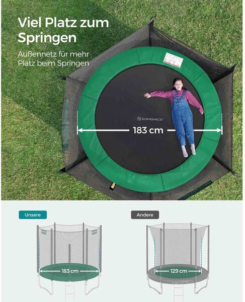 Trampolin Ø 183 cm s mrežom za vrt - Plava