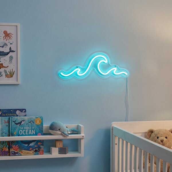 Neonska zidna svjetiljka plava uklj. LED - Wave