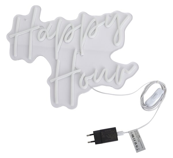 Neonska zidna svjetiljka bijela uklj. LED - Happy Hour