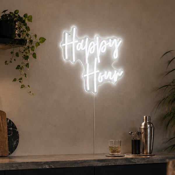 Neonska zidna svjetiljka bijela uklj. LED - Happy Hour