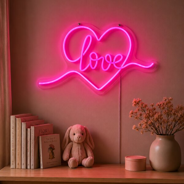 Neonska zidna svjetiljka ružičasta uklj. LED - Love