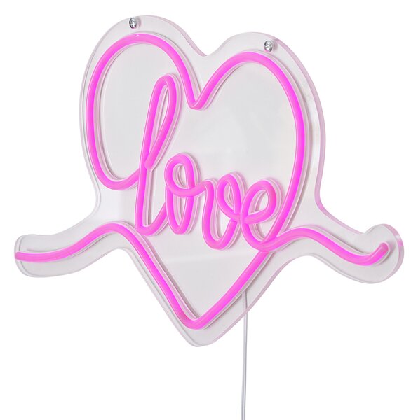 Neonska zidna svjetiljka ružičasta uklj. LED - Love