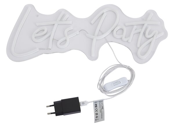 Neon zidna svjetiljka bijela uklj. LED - Let's Party