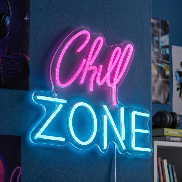Neonska zidna svjetiljka ružičasta s plavom bojom, uključujući LED - Chill Zone