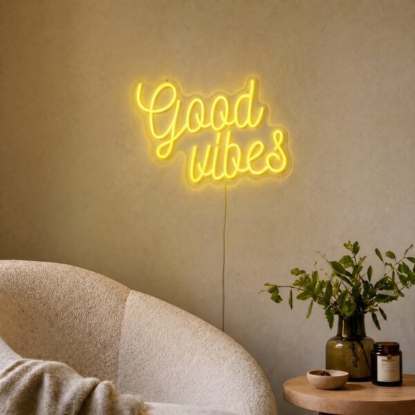 Neonska zidna svjetiljka žuta uklj. LED - Good Vibes