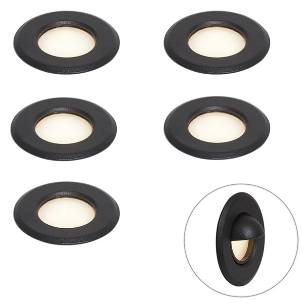 12V sustav crni 10m s 5 ugradbenih reflektora uklj. LED IP44 - Voltaire Linsey